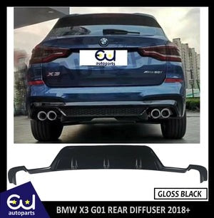 RBMWX3G01MSPORT2018+GLOSSBLACKREARBUMPERDIFFUSERLIP