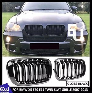 RBMWX5E70X6E71GRILLEGRILLGLOSSDOUBLESLATFRONTBUMPERKIDNEY2007-13