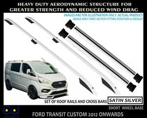 RDTRANSITCUSTOMROOFRAILS&CROSSBARSRACKSETSWBSATINSILVER2012ON