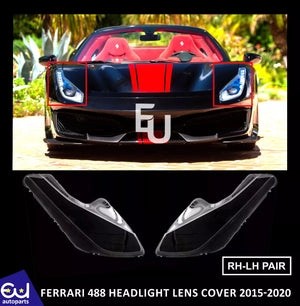 RFERRARI488HEADLIGHTHEADLAMPLENSCOVERLEFTRIGHTSIDEPAIR2015-2020