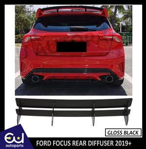 RFORDFOCUSREARBUMPERDIFFUSERLIPADDONWITHRIBSFINSGLOSSBLACK19+