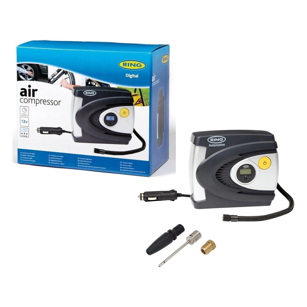 RingRAC61512vCarTyreDigitalAirCompressorInflatorElectricPump12V