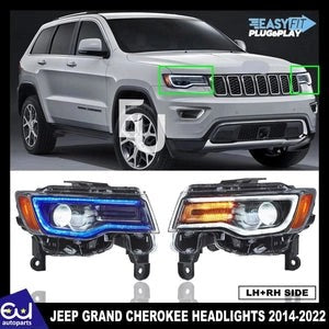 RJEEPGRANDCHEROKEEPROJECTORFULLLEDHEADLIGHTSLAMPDRLSTARTUP2014-2022
