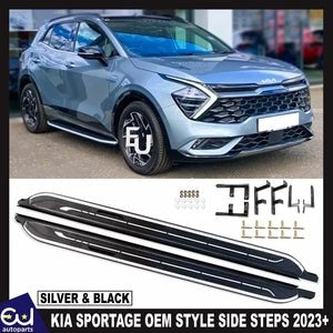 RKIASPORTAGE2023+OEMSTYLEALUMINIUMPAIRRUNNINGBOARDSSIDESTEPSBLACK