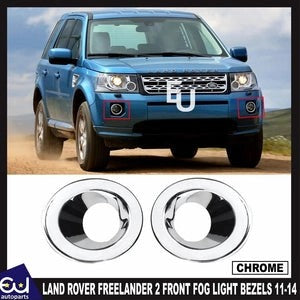 RLANDROVERFREELANDER2CHROMEFRONTFOGLIGHTLAMPBEZELSSURROUNDS2011-14