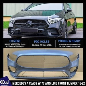 RMERCEDESACLASSFRONTBUMPERAMGLINEW177WITHPARKINGSENSOR2018-2022