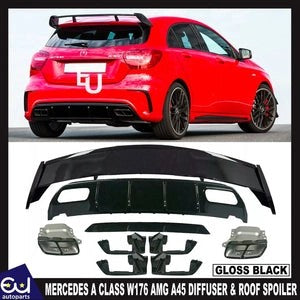 RMERCEDESACLASSW176AMGA45LOOKREARDIFFUSERTAILPIPES&ROOFSPOILER
