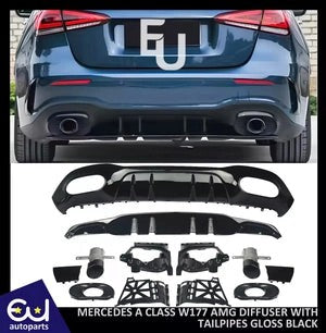 RMERCEDESACLASSW177AMGA35A35SLOOKREARDIFFUSER+TAILPIPESGLOSSBLACK