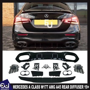 RMERCEDESACLASSW177AMGA45LOOKSALOONREARDIFFUSERTAILPIPESGLOSS19+