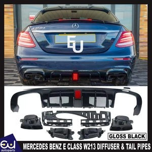 RMERCEDESBENZECLASSW213REARDIFFUSERANDTAILPIPEF1LOOKGLOSSBLACK
