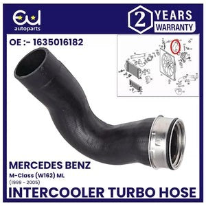 RMERCEDESBENZML270CDIW163UPPERTURBOBOOSTINTERCOOLERPIPEHOSE