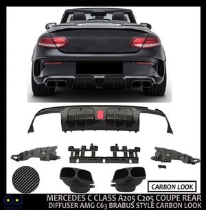 RMERCEDESCCLASSC205A205COUPEBSTYLEREARDIFFUSER+TAILPIPESCARBONLOOK