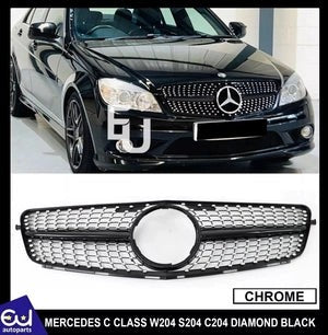 RMERCEDESCCLASSW204S204C2047-15FRONTGRILLEGRILLDIAMONDBLACKCHROME