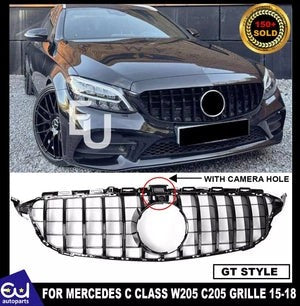 RMERCEDESCCLASSW205C205A205GTRSTYLEFRONTGRILLEGRILLBLACKW/CAMERA