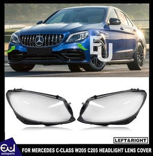 RMERCEDESCCLASSW205C205HEADLIGHTLENSREPLACEMENTCOVERLEFT+RIGHT2019+