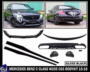 RMERCEDESCCLASSW205C63BODYKITBODYKITFRONTSPLITTERLIPDIFFUSER15-18