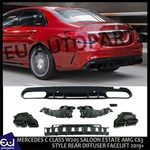 RMERCEDESCCLASSW205SALOONESTATEAMGC63STYLEREARDIFFUSERFACELIFT19+