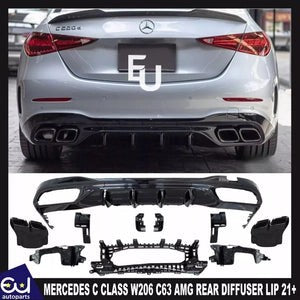 RMERCEDESCCLASSW206C63AMGREARDIFFUSERLIPSPLITERTAILPIPEAMG2021+