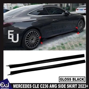 RMERCEDESCLEC236A236W236CLE53AMGSIDESKIRTEXTENSIONGLOSSBLACK2023+