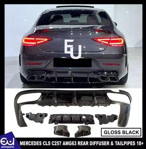 RMERCEDESCLSC257AMG63STYLEREARDIFFUSER&TAILPIPESGLOSSBLACK2018+