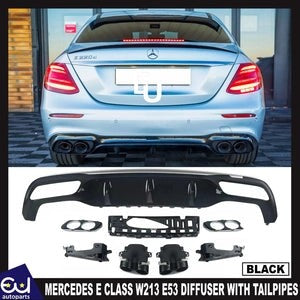RMERCEDESECLASSW213E53LOOKAMGREARBUMPERDIFFUSERW/TAILPIPESBLACK