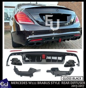 RMERCEDESSCLASSS63W222BSTYLEAMGREARDIFFUSERTAILPIPEGLOSSBLK13-17