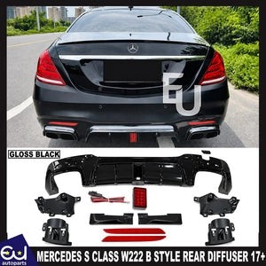 RMERCEDESSCLASSW222S63BSTYLEAMGREARDIFFUSERTAILPIPE2017+FACELIFT
