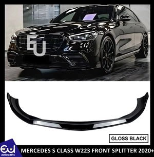 RMERCEDESSCLASSW2232020+STYLEFRONTSPLITTERSPOILERGLOSSBLACK