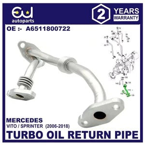 RMERCEDESVITO/SPRINTEROM651TURBOOILRETURNPIPEA65118007222006-2018