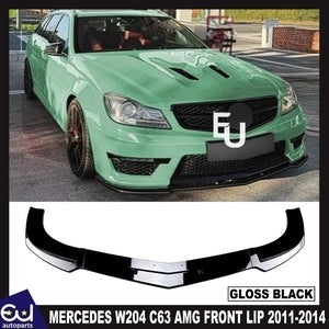 RMERCEDESW204C63AMGFACELIFTFRONTSPLITTERSPOILERLIPGLOSSBLACK11-14
