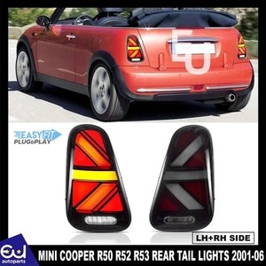 RMINICOOPERR50R52R53CLEARLEDREARLIGHTSBLACKHOUSINGTAILLAMP2001-06