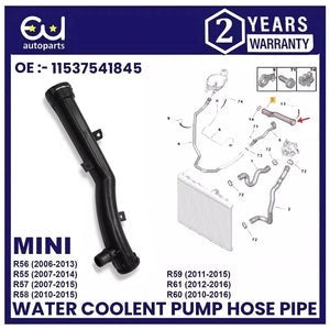 RPEUGEOT207208307308CITROENC3C4DS31.41.6BYPASSWATERHOSEPIPE
