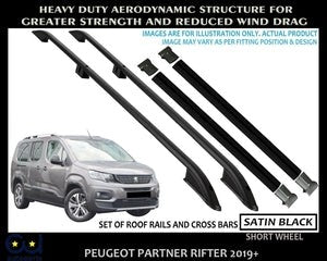 RPEUGEOTRIFTERSWBROOFRACKRAILS&CROSSBARSSETBLACK2019-ONQUALITY