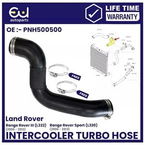 RRANGEROVERL322&SPORT3.6TDV8UPPERLEFTINTERCOOLERHOSEPNH500500