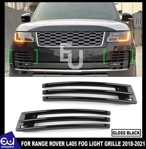 RRANGEROVERL4052018-21GLOSSYBLACKFRONTBUMPERFOGLIGHTGRILLETRIM