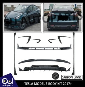 RTESLAMODEL3BODYKITBODYKITFRONTLIPDIFFUSERSIDESKIRTCARBONLOOK17+