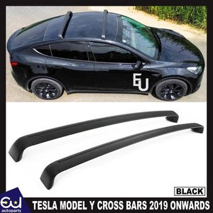 RTESLAMODELYALUMINUMBLACKLUGGAGEROOFCROSSRAILSBARSRACK 100% OEM FIT
