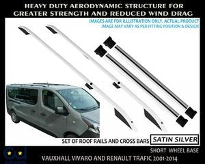 RVIVAROTRAFIC2001-14ROOFRACKRAILS/CROSSBARSSETSWBSATINSILVER