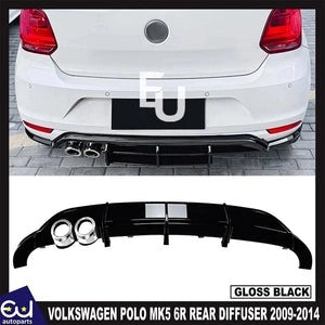 RVOLKSWAGENPOLOMK56RREARBUMPERDIFFUSERLIPGLOSSBLACK2009-2014