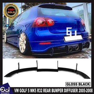 RVWGOLF5MK5R32REARBUMPERDIFFUSERSHARKFIN2005-2008GLOSSBLACK