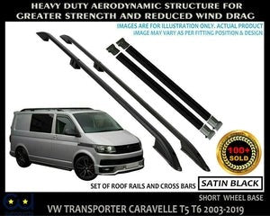 RVWT5T6TRANSPORTERROOFRACKRAILS/CROSSBARSSETSWBBLACKOEMQUALITY
