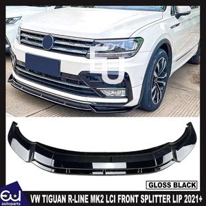 RVWTIGUANR-LINEMK2LCIFRONTSPOILERLIPSPLITTERVALANCEGLOSSBLK2021+