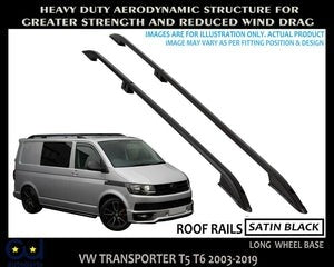 RVWTRANSPORTERT5T62003+LWBSATINBLACKROOFRAILSROOFBARSOEMQUALITY
