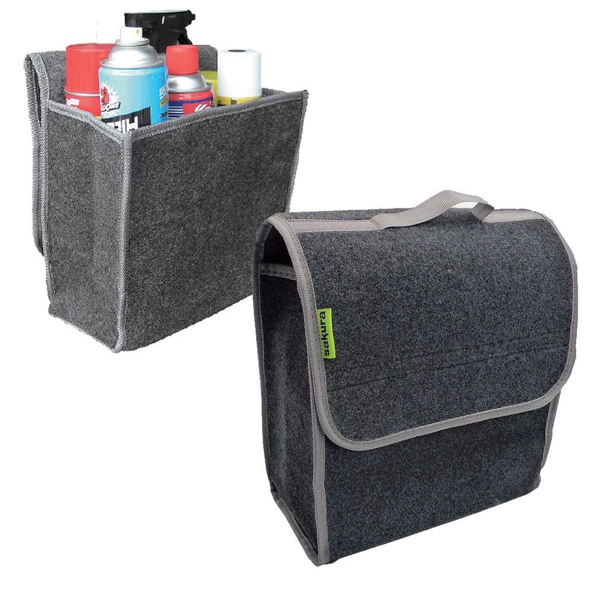 SakuraCarGreyCarpetBootStorageBagOrganiserToolsBreakdownTravelTidy