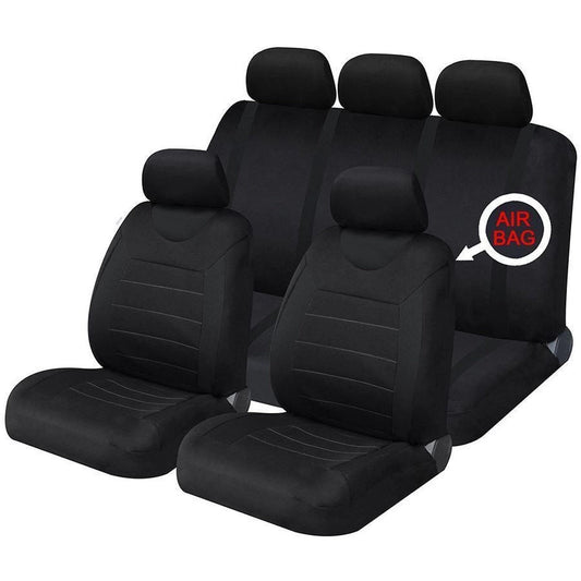 SakuraCarSeat&HeadrestCoversCarnabyBlackUniversalSizeElasticatedHems