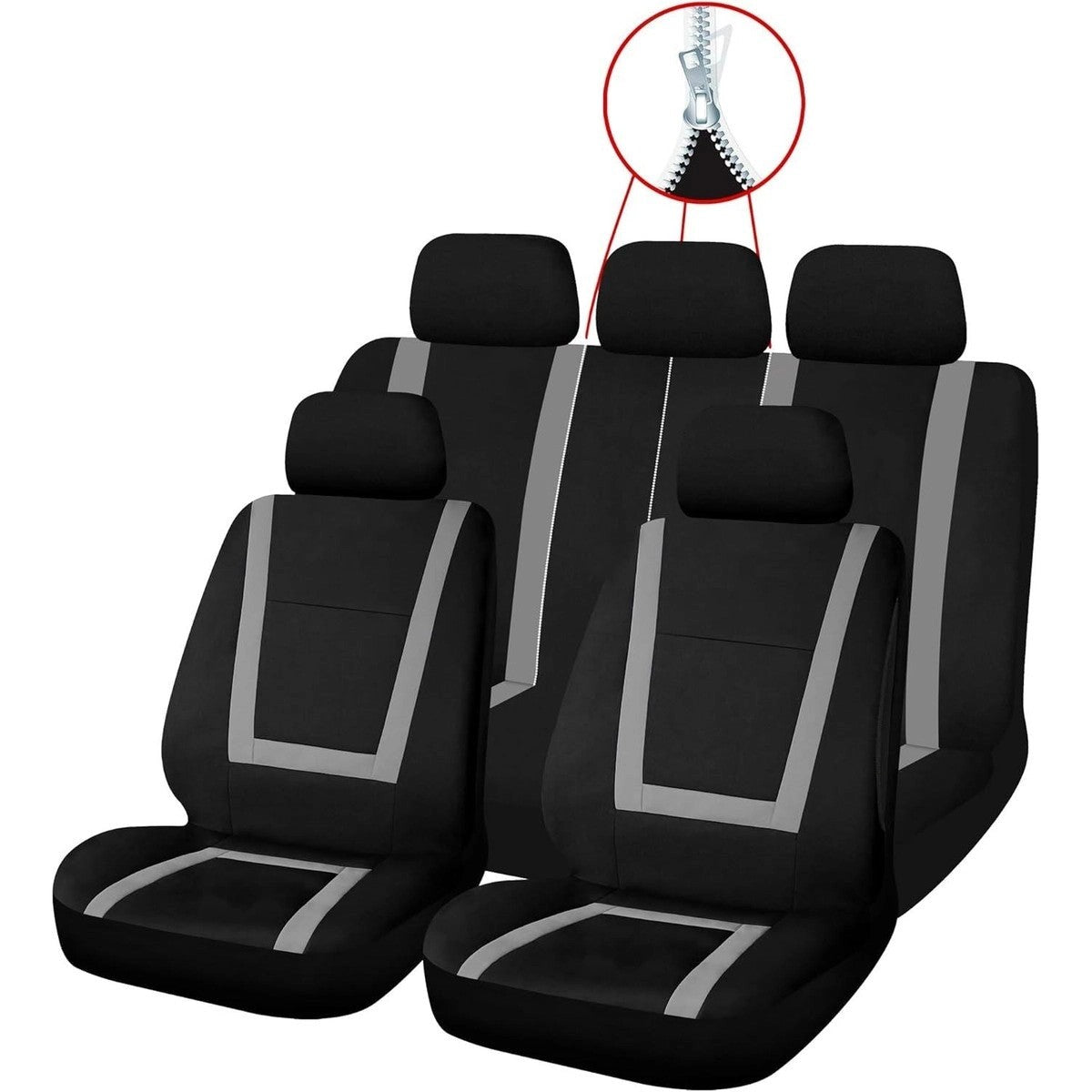 SakuraGreenwichGreyandBlackFullFrontRearSeatCoversSet