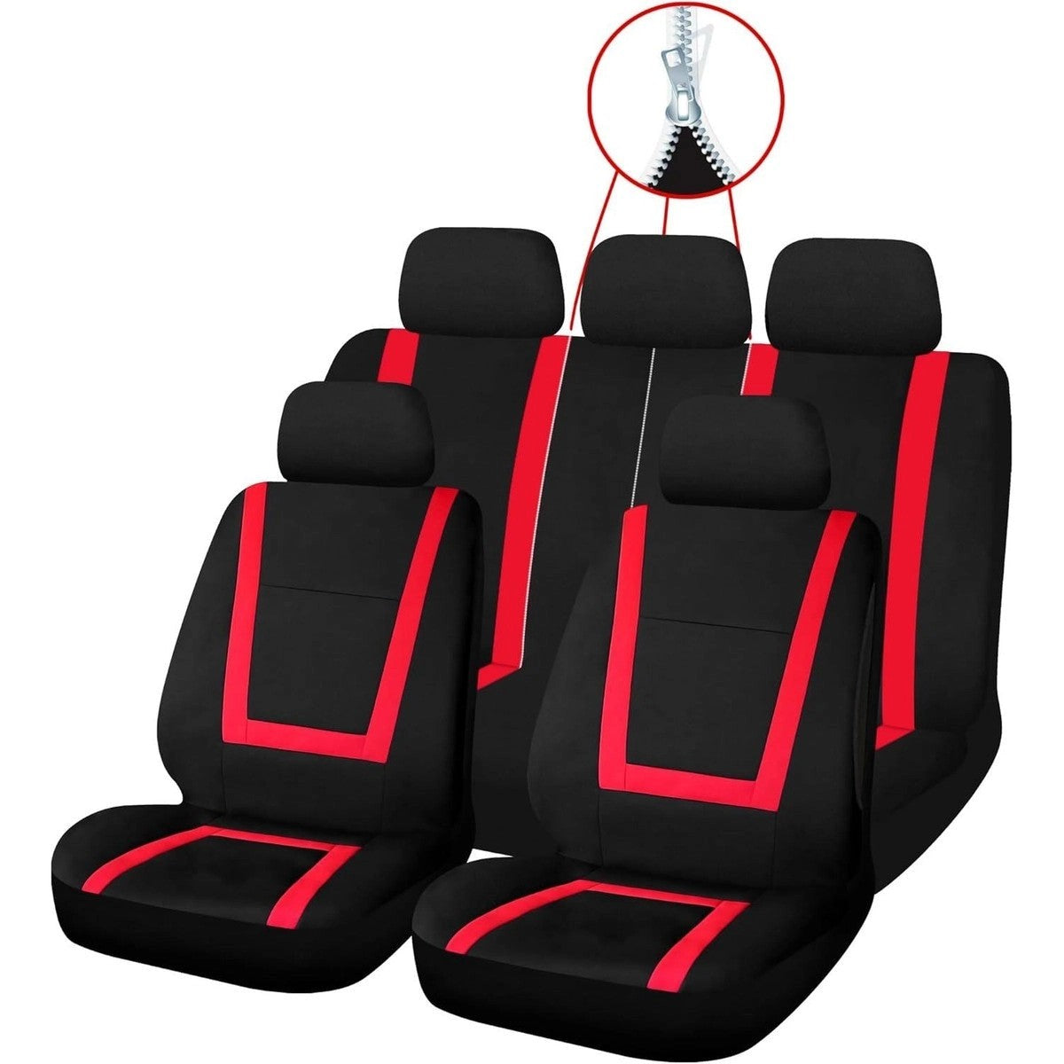 SakuraGreenwichRedandBlackFullFrontRearSeatCoversSet