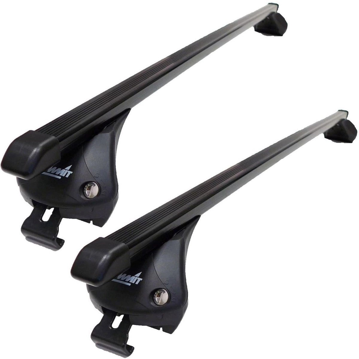 SummitSUP-857EPremiumIntegratedRailingBarforCarswithRunningRails,BlackSteel,Setof2