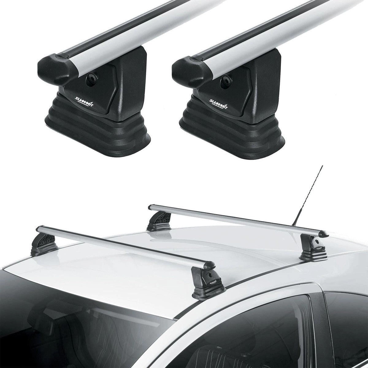SummitSUP-A202PremiumAluminiumMulti-FitRoofBars,Lockable,Setof2