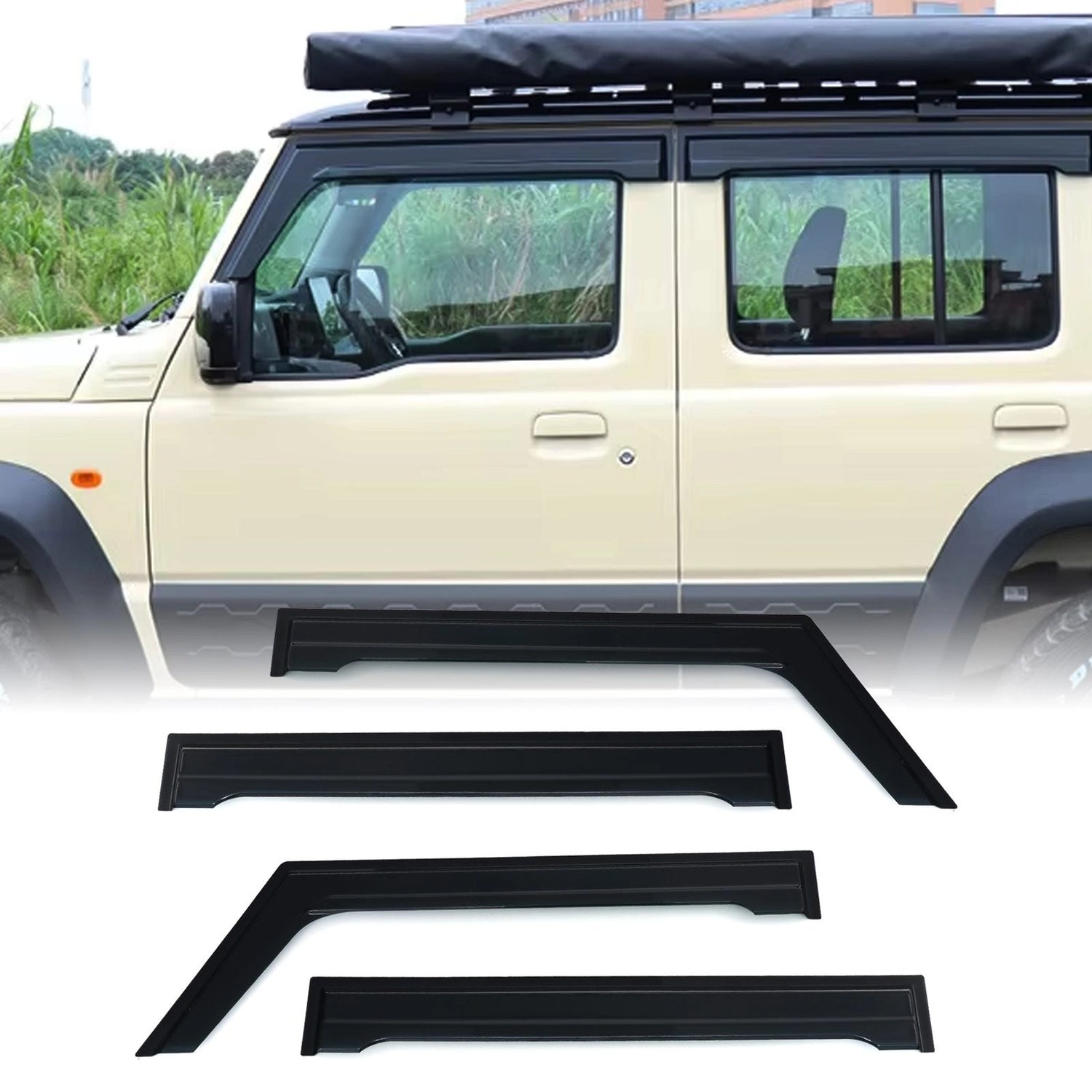 SuzukiJimny5-DoorMK42018-2020Front&RearWideTintedWindDeflectors
